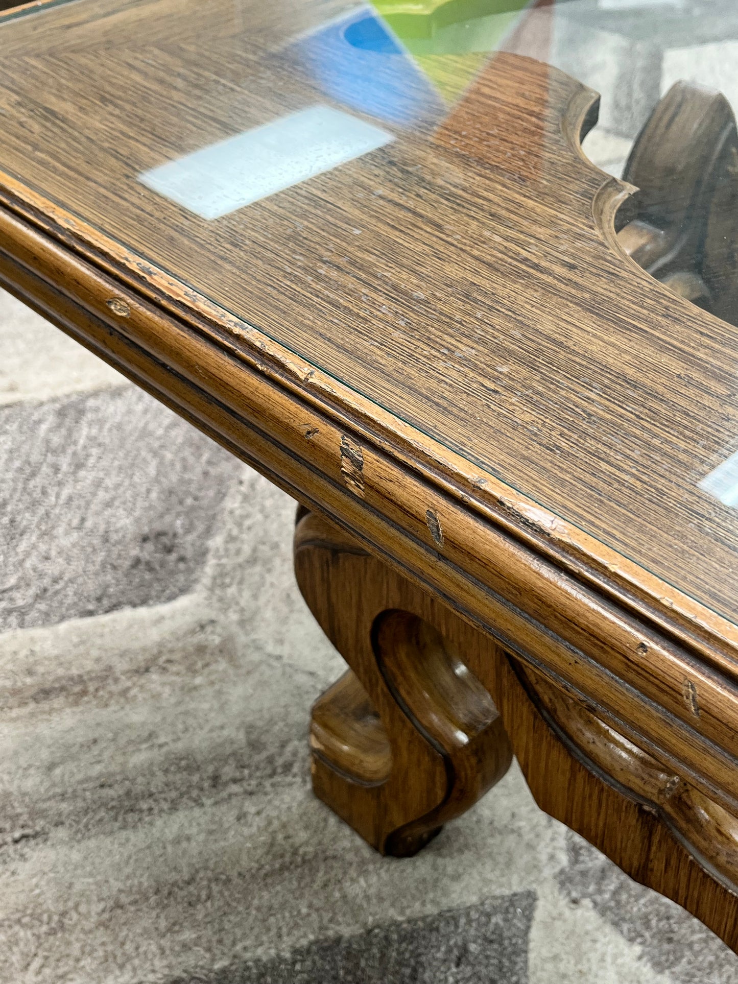 Vintage Wood-Carved Coffee Table