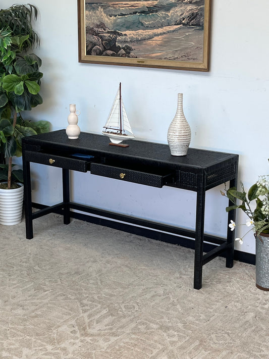 Modern Black Rattan Console