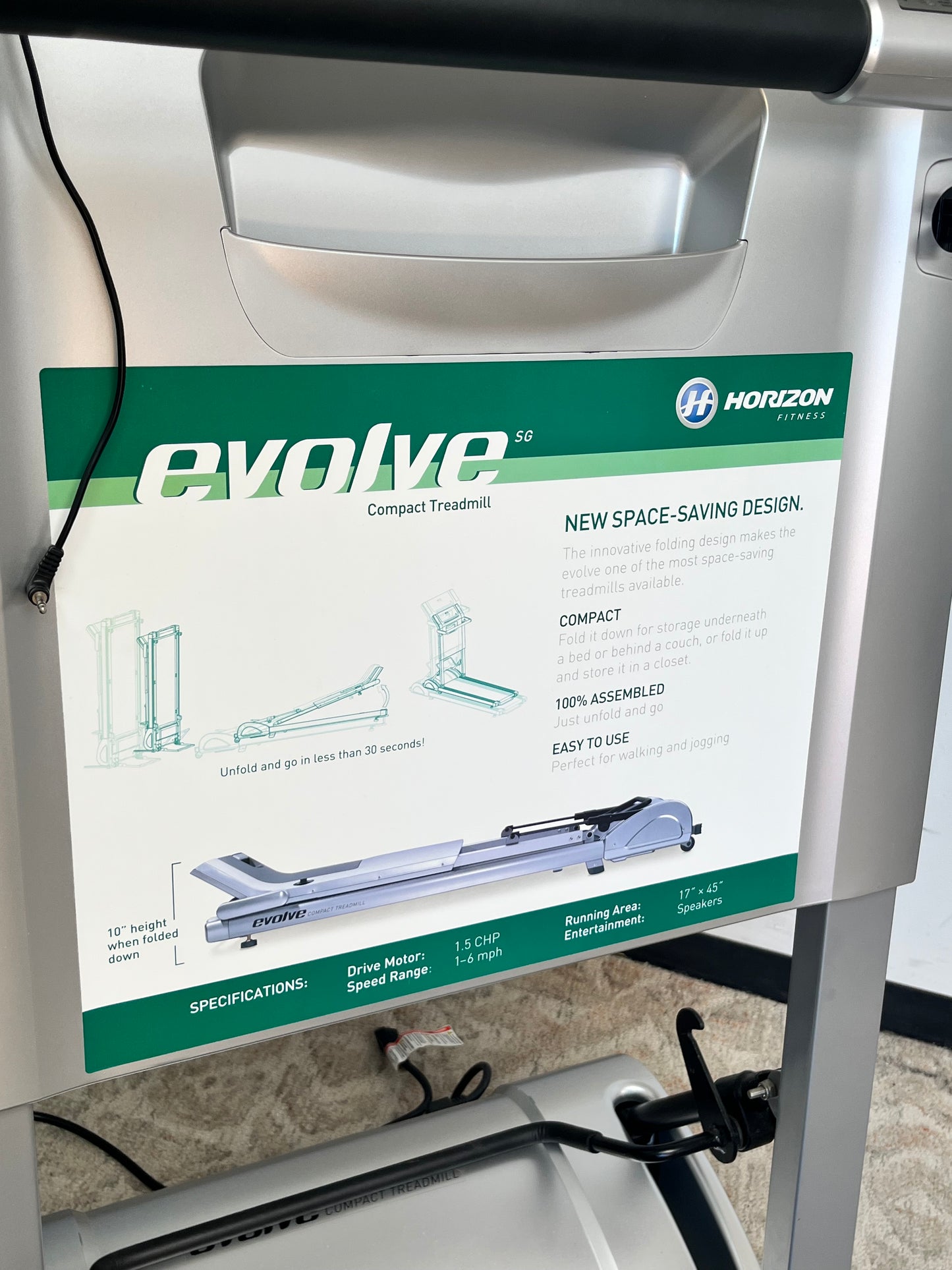 Horizon Evolve SG Compact Treadmill