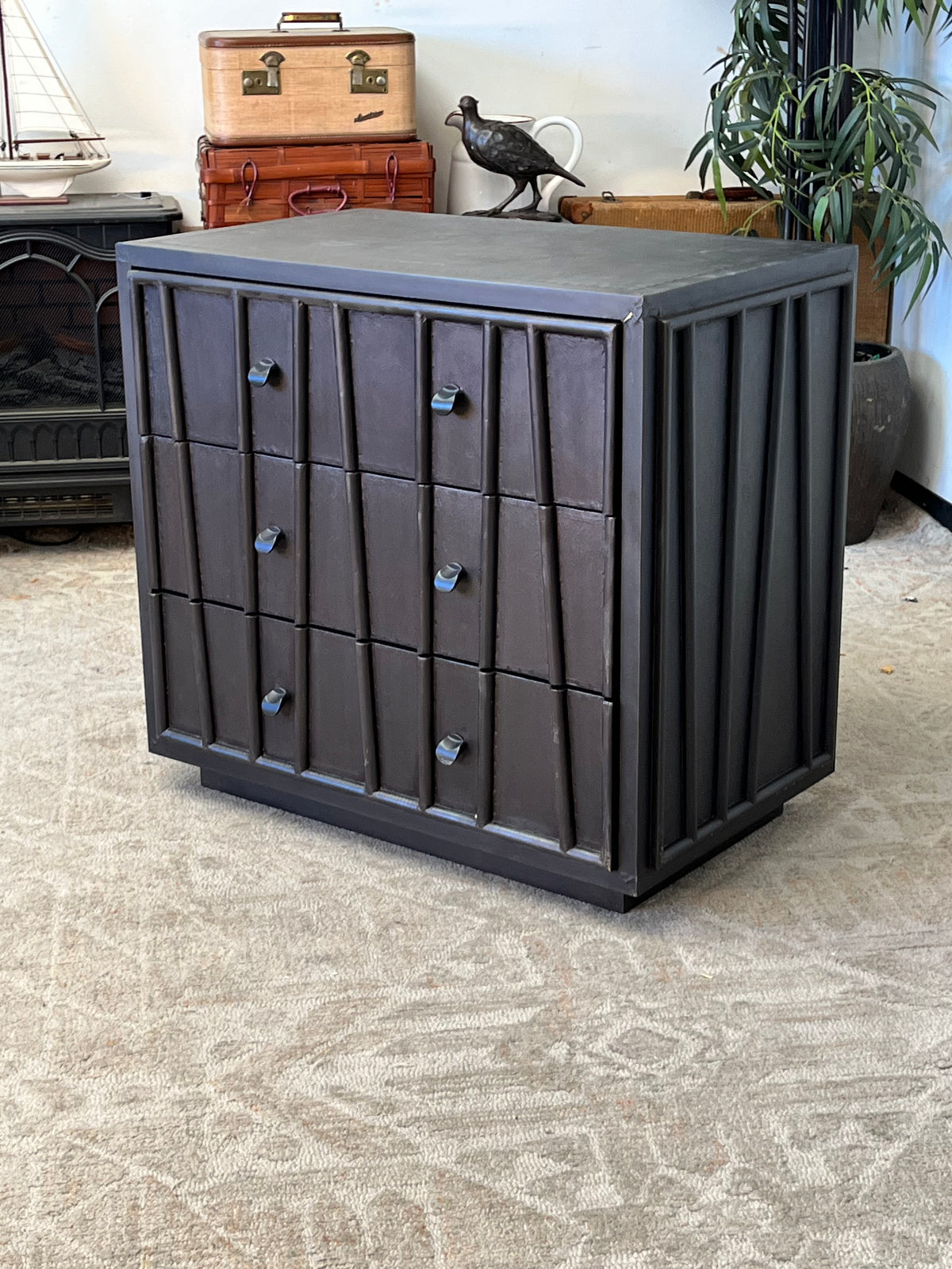 Brutalist 3 Drawer End Table