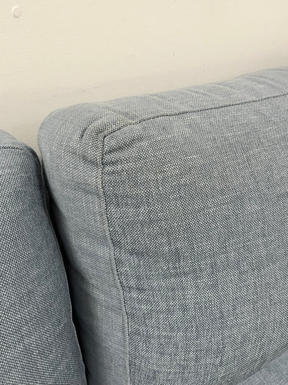 Benchmade Modern Left Arm Blue Linen Couch