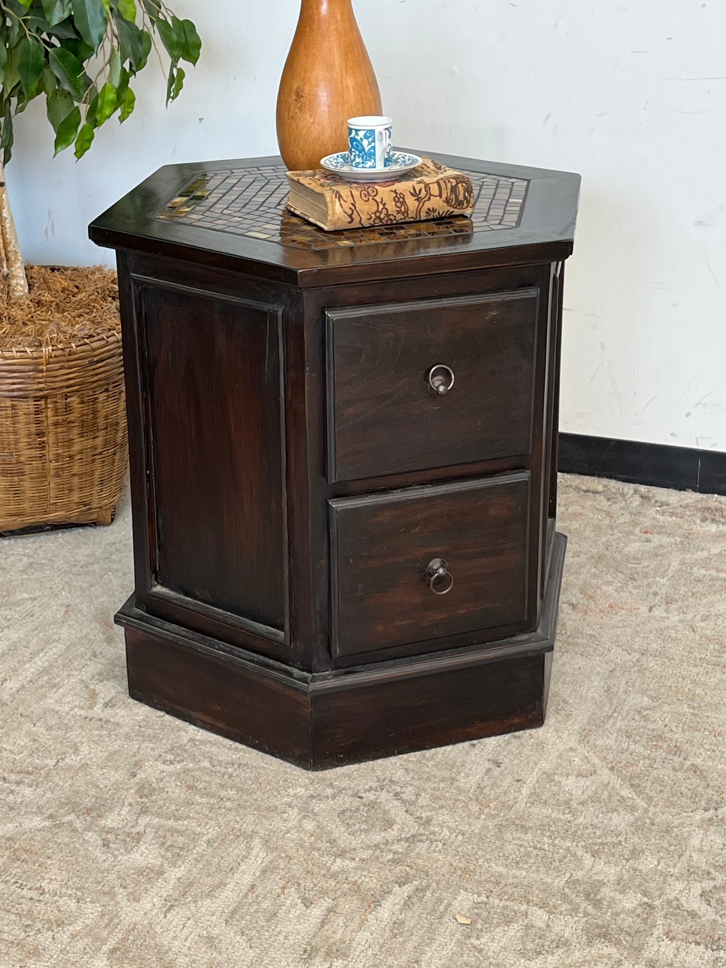 Modern Style End Table With Mosaic Inaly