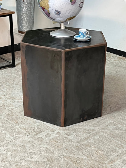 Modern Metal Hexagonal Black End Table