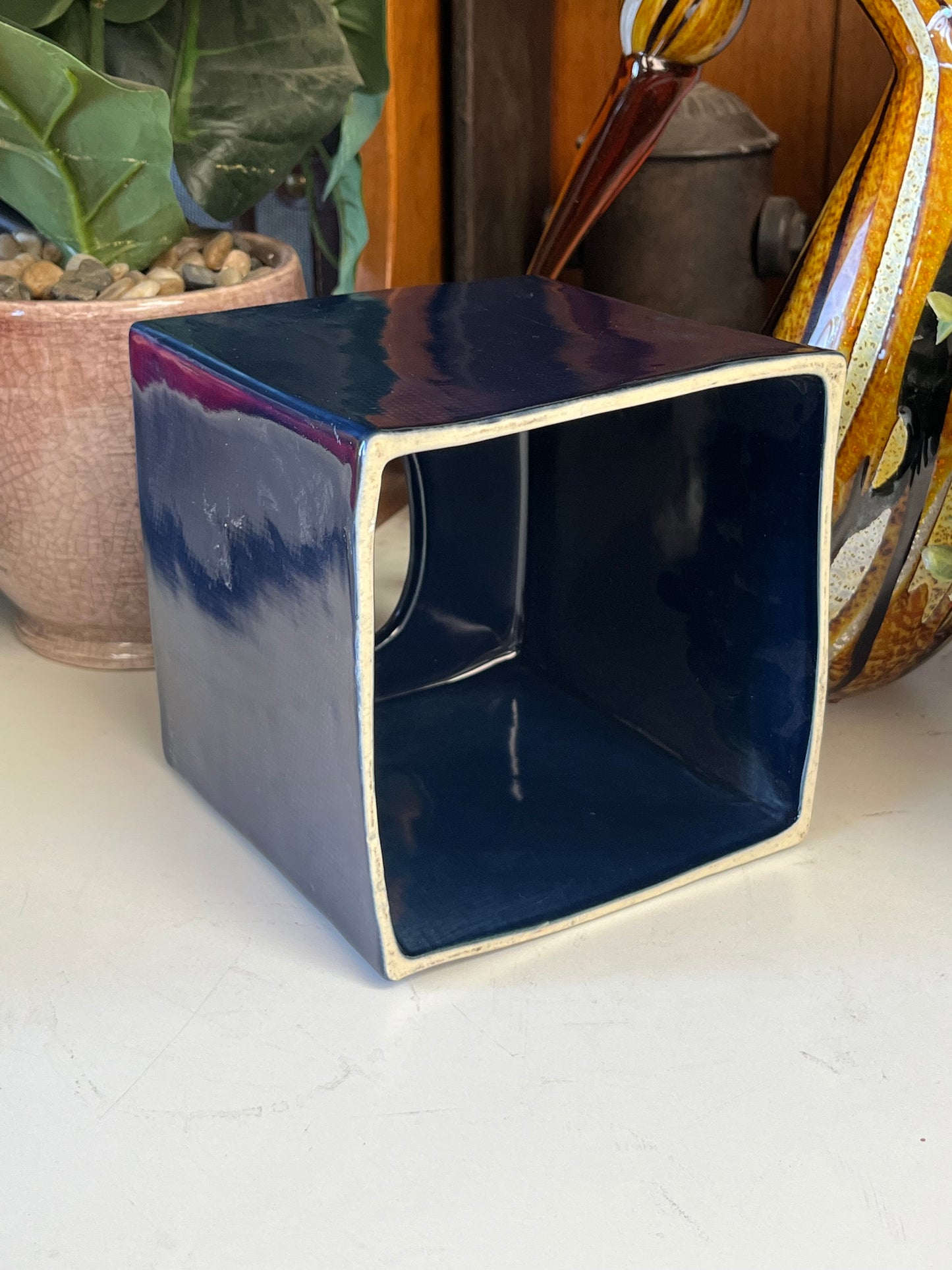 Blue Ceramic Tissue Box Holder