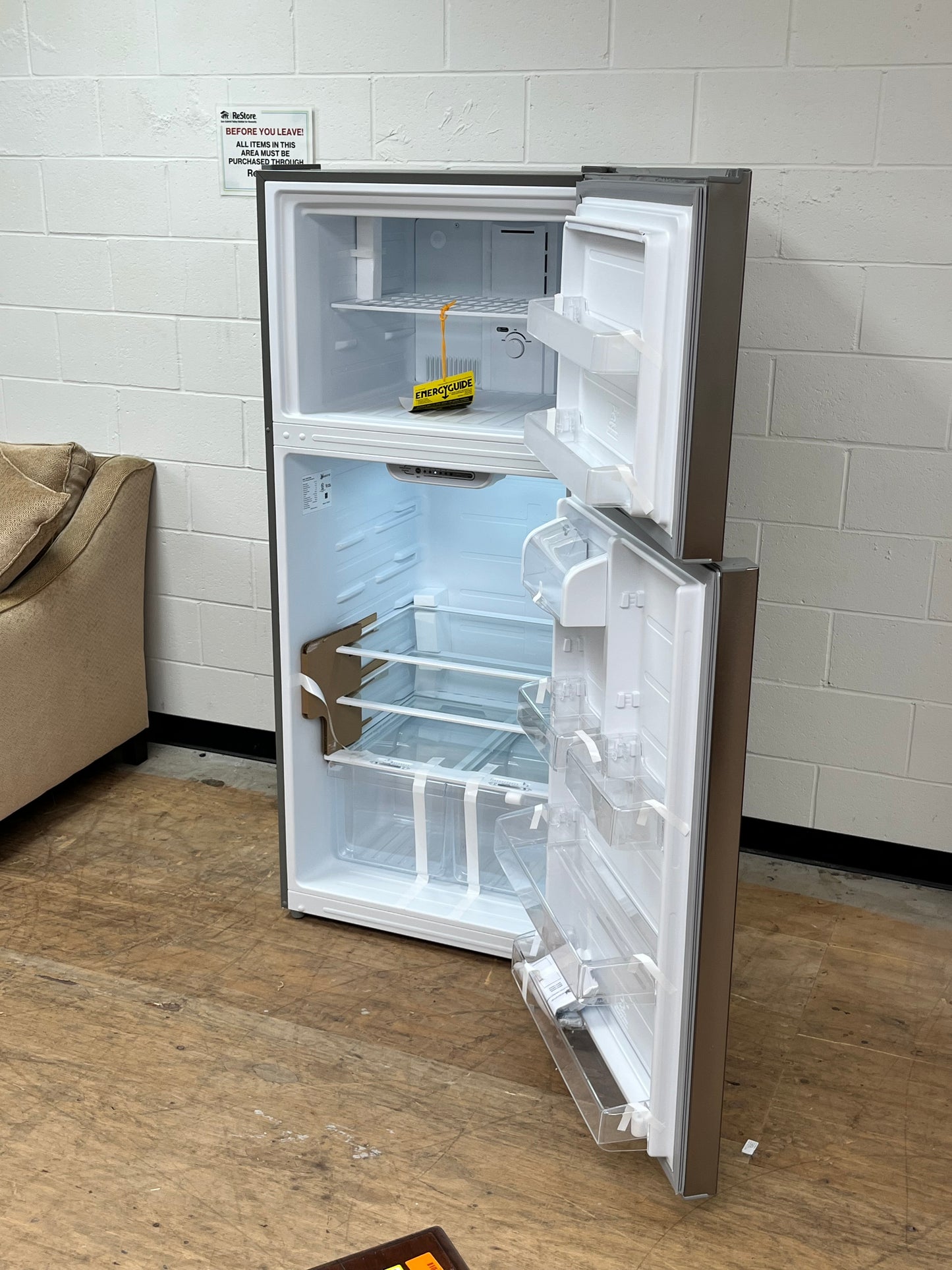 Seasons 18 Cu. Ft. Top Freezer Refrigerator Stainless Steel - Front Dent