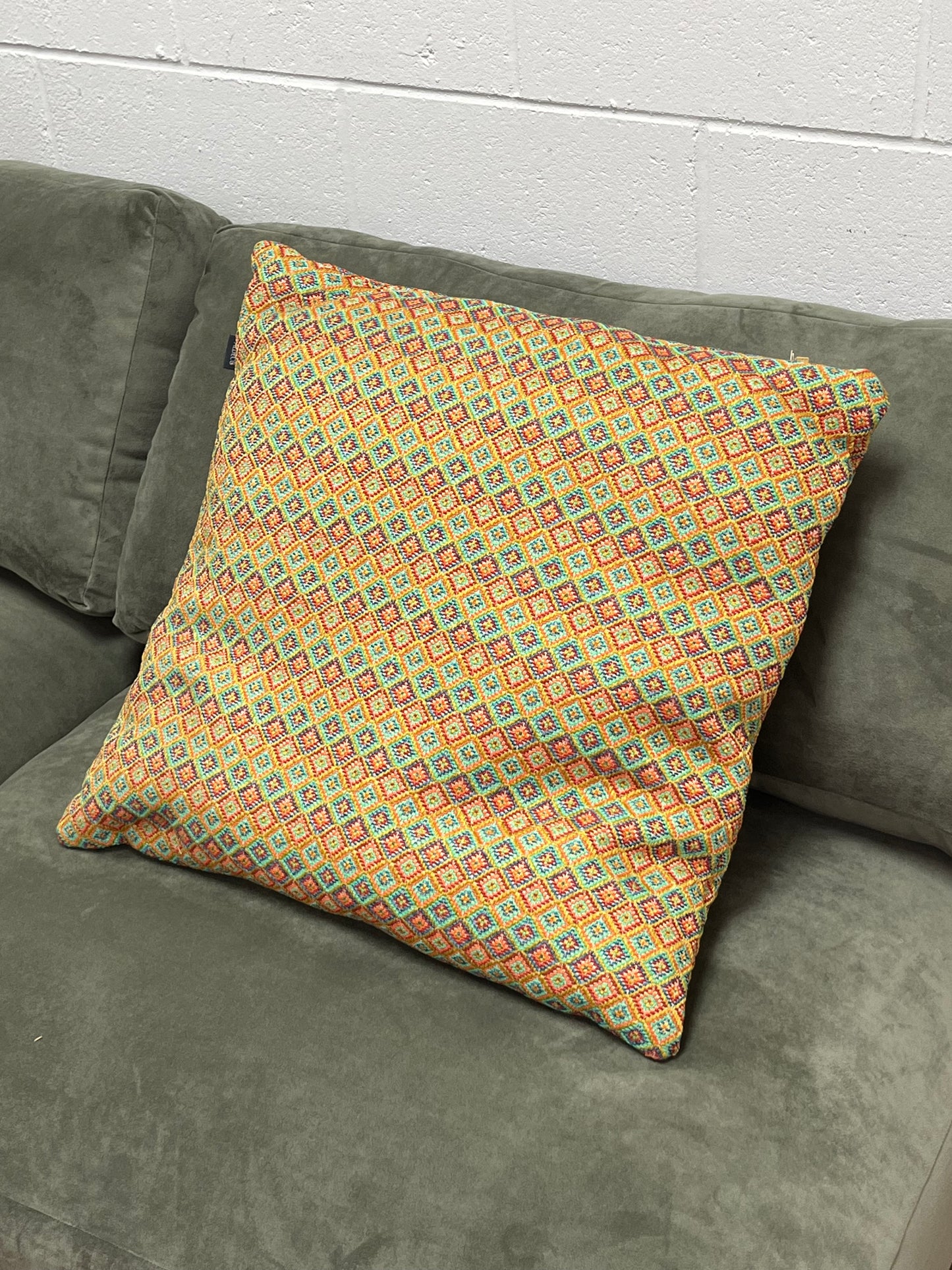 24" Orange Moroccan Style Geometric Pillow
