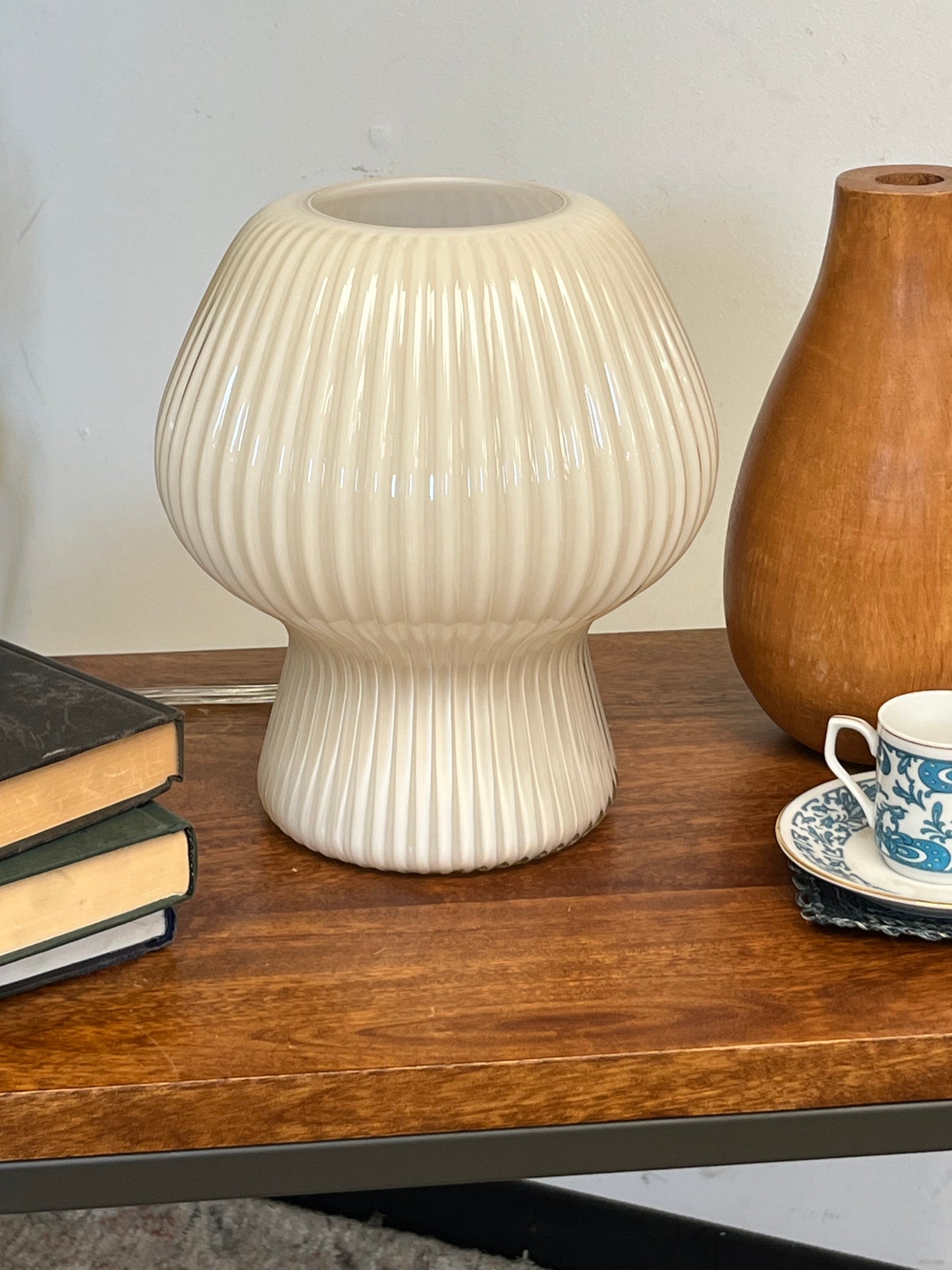 West Elm Ribbed Glass Shell Lamp