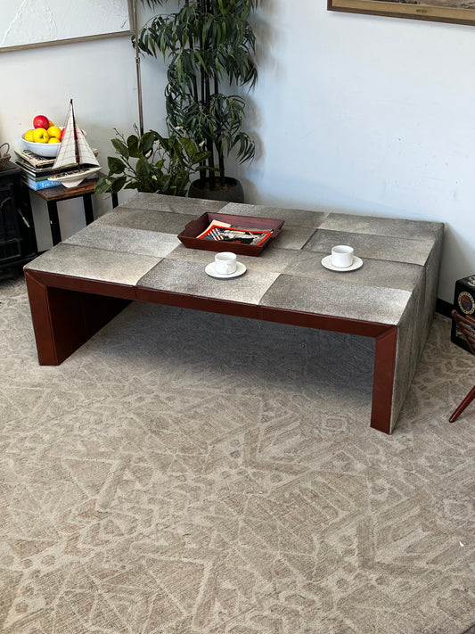 Mohair With Leather Coffee Table