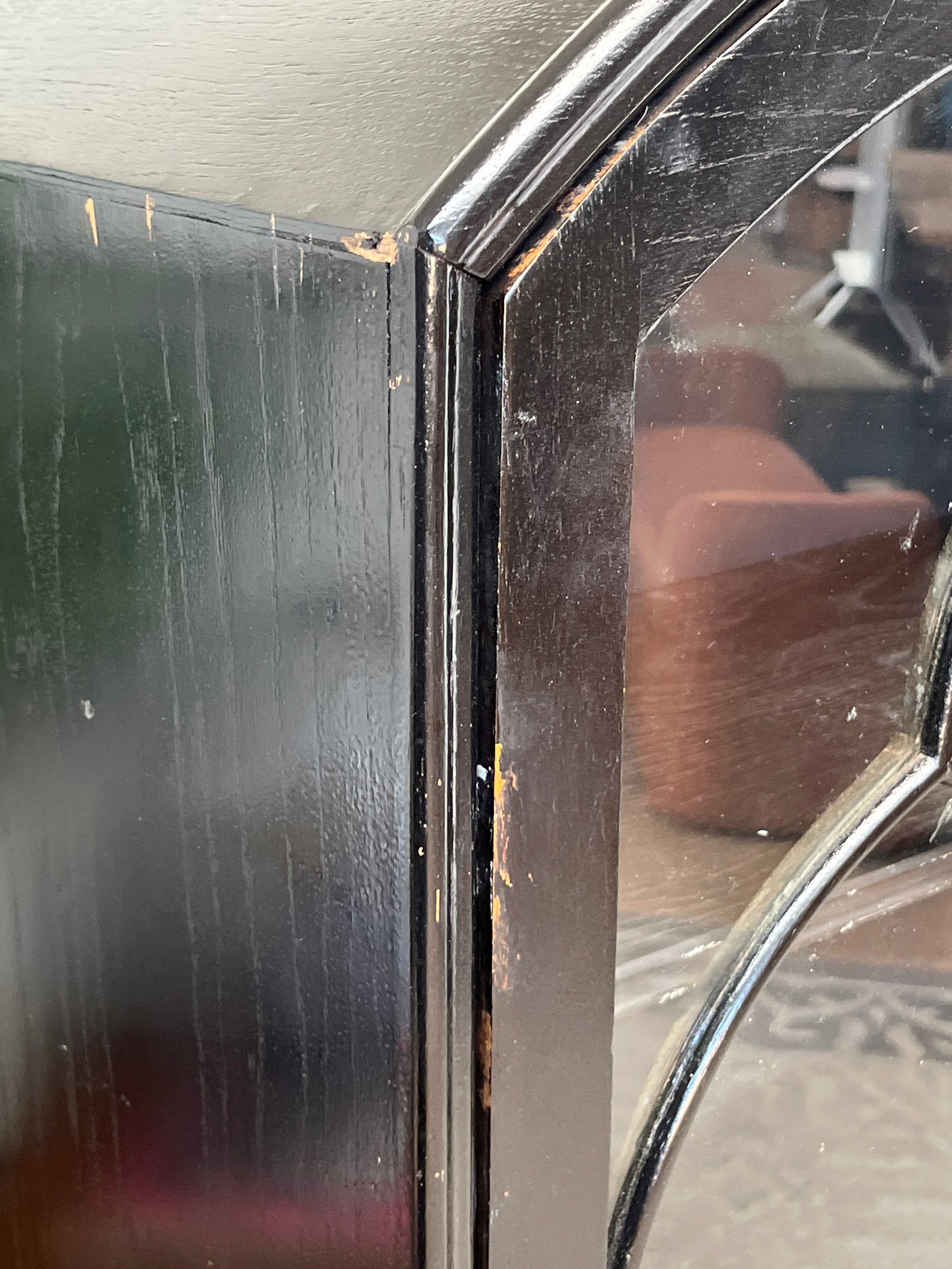 Antique Style Black China Hutch