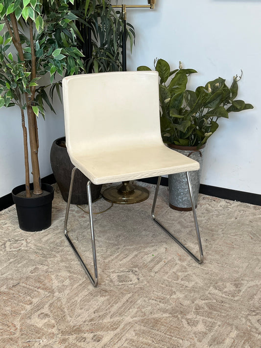 Faux Leather White Dining Chair