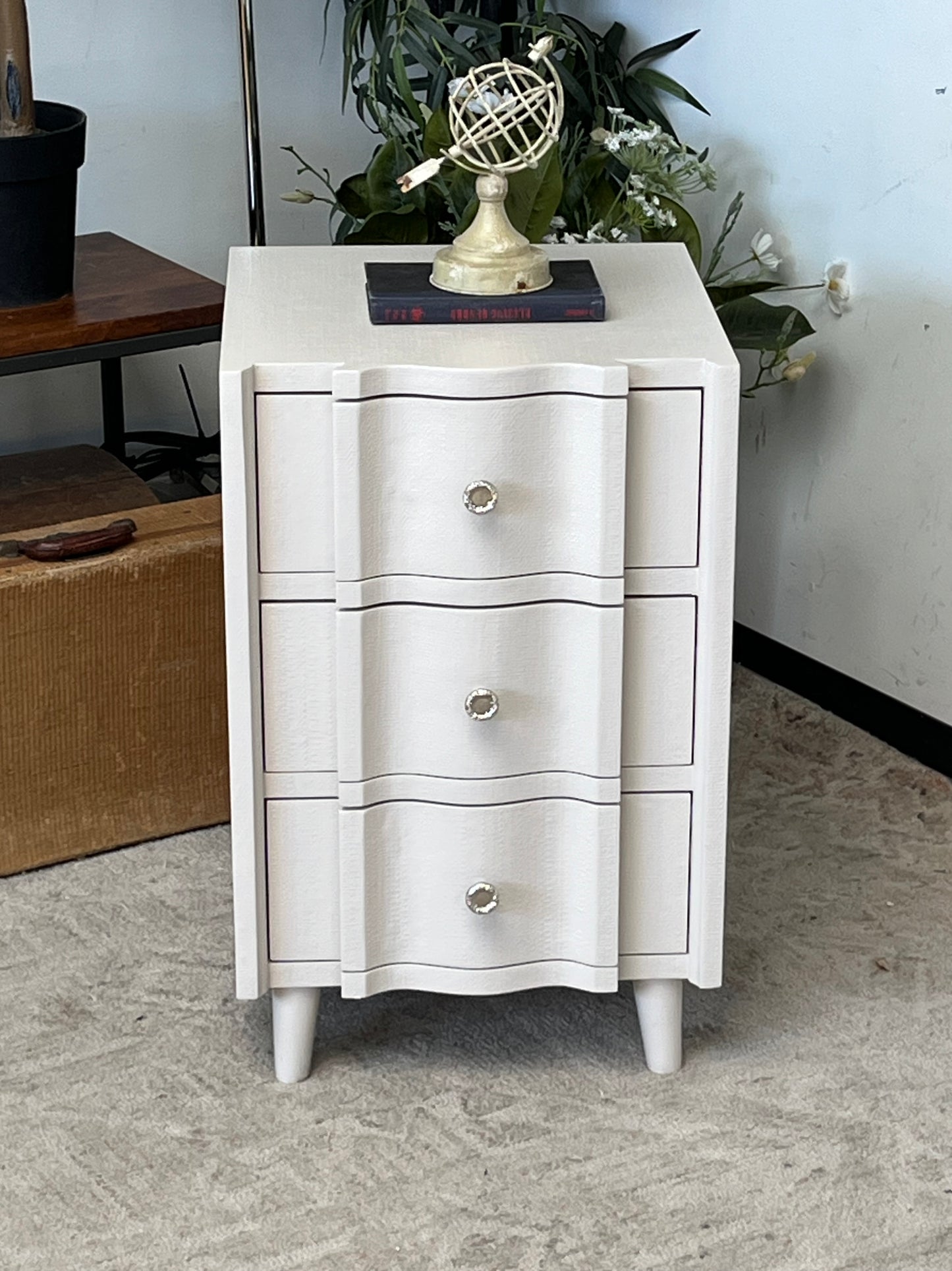3-Drawer Faux Raffia Nightstand