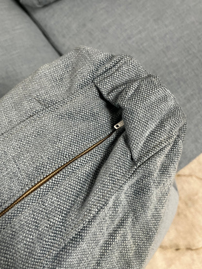 Benchmade Modern Left Arm Blue Linen Couch