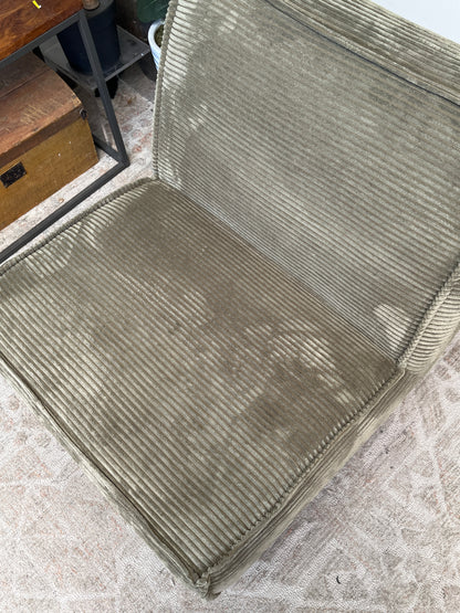 Modern Corduroy Style Green Armchair