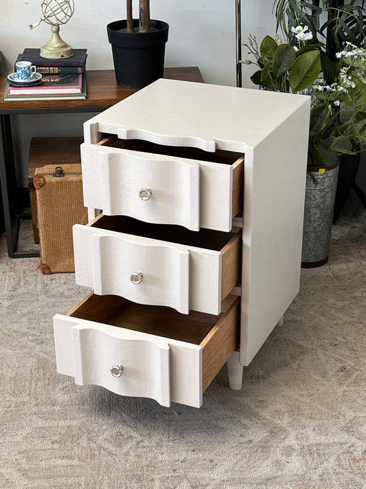 3-Drawer Faux Raffia Nightstand