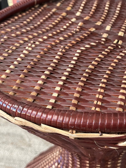 Woven Style Faux Rattan Hourglass Nightstand