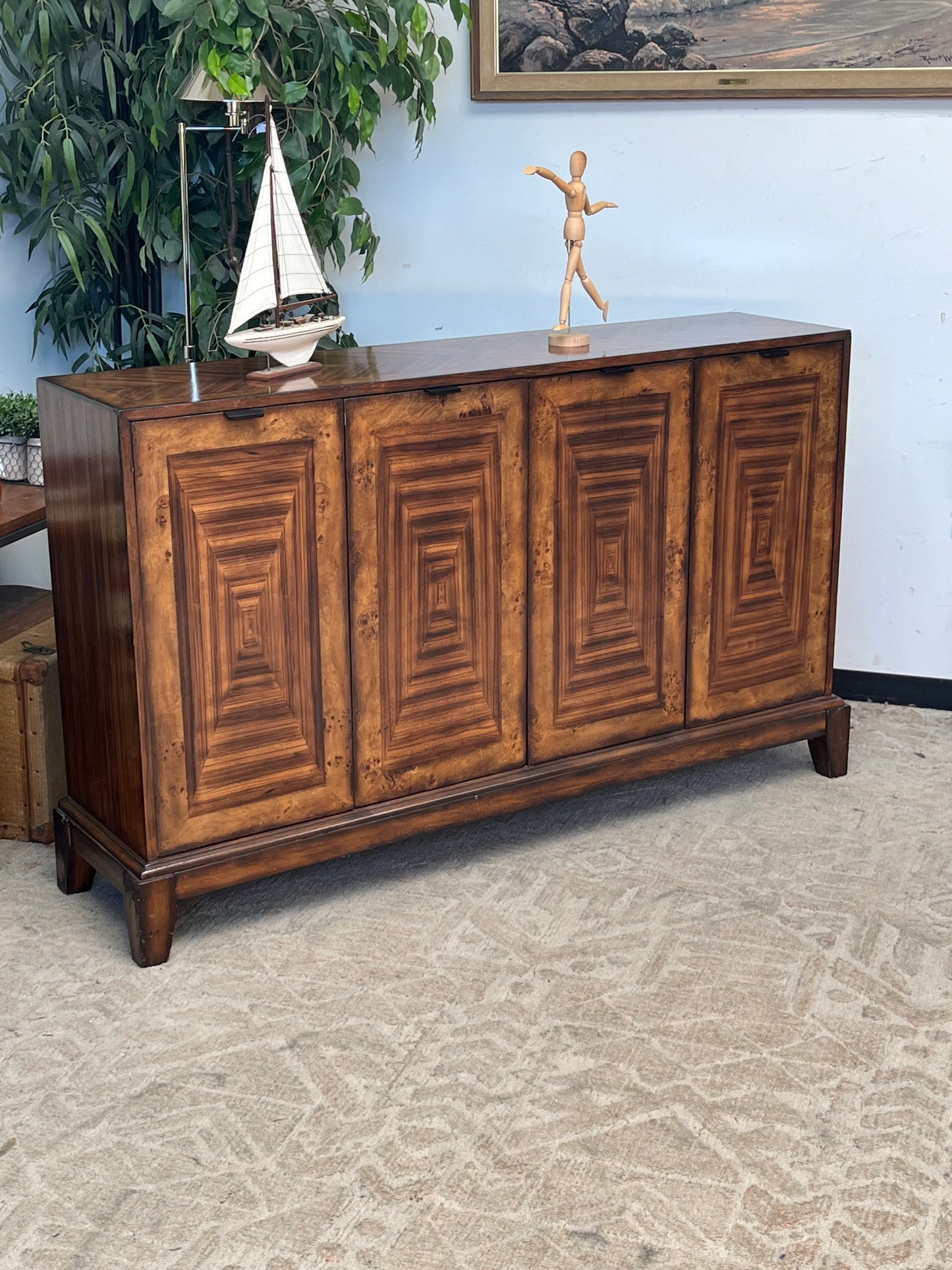 Modern Walnut Veneer Sideboard