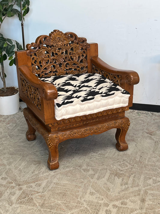 Indoneisan Style Hand Carved Wood Chair