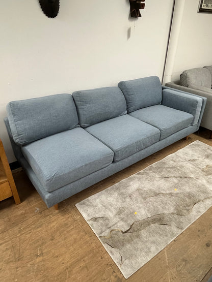 Benchmade Modern Left Arm Blue Linen Couch