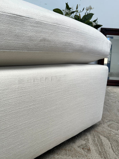 Modern White Linen Ottoman