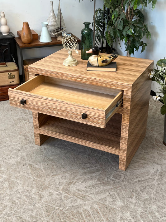 Kreiss Wooden Striped Nightstand