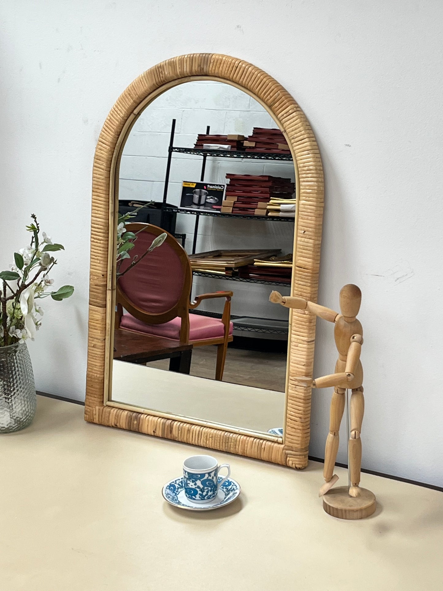 Natural Rattan Arched Mirror