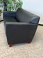 Black Faux Leather Traditional Couch