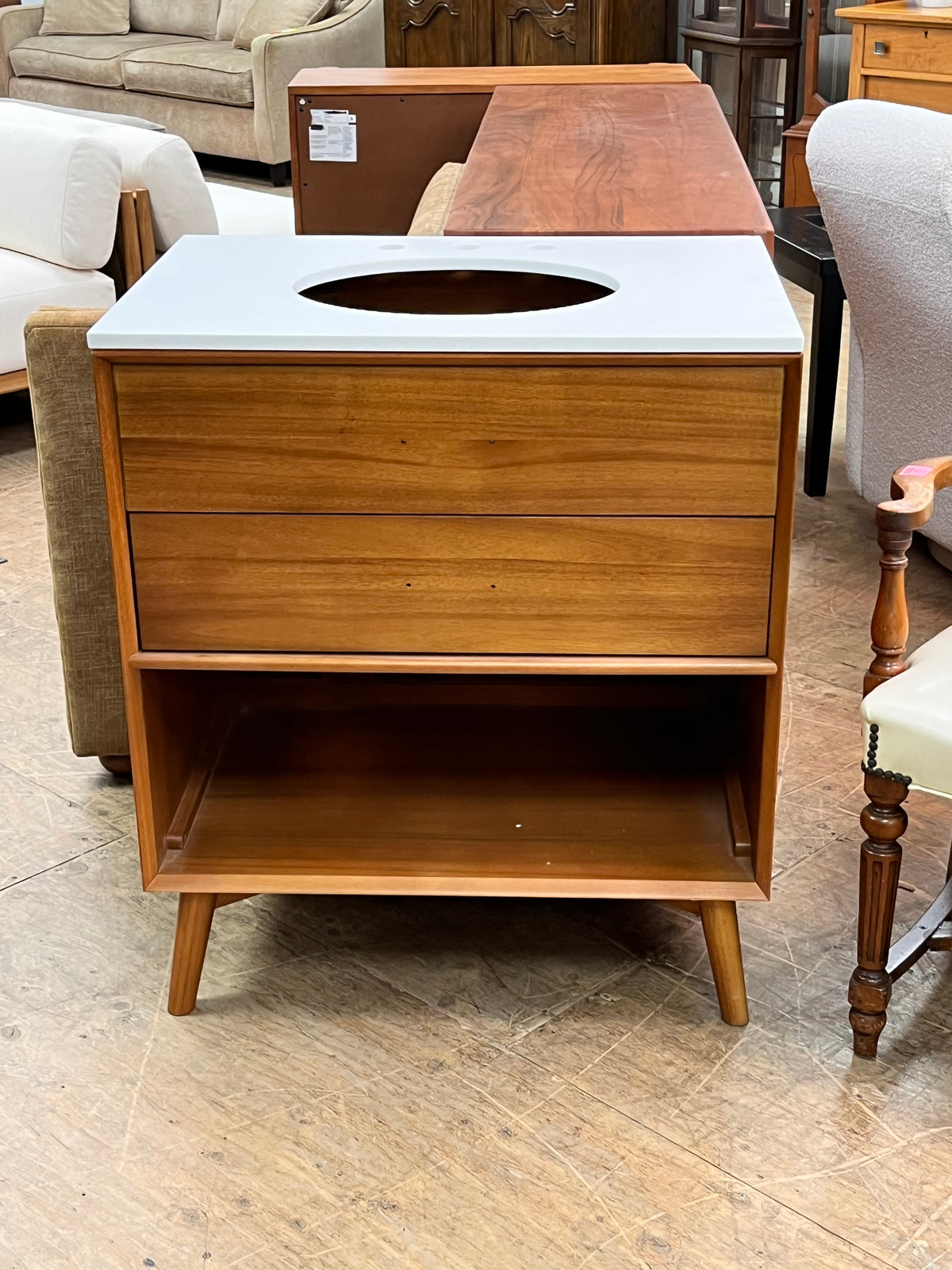 Mid Century Style Single Bathroom Vanity