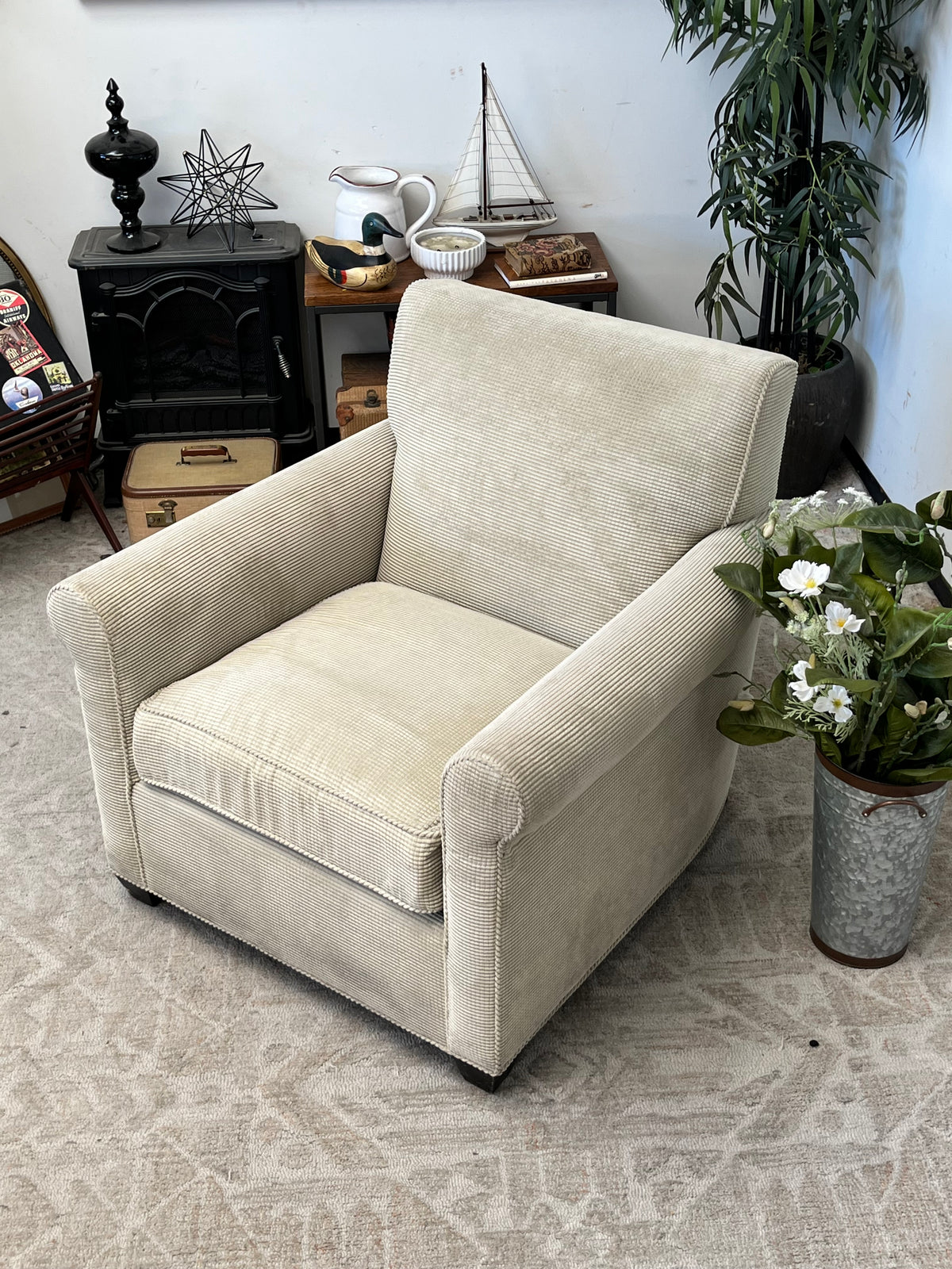 Crate & Barrel Linen Armchair