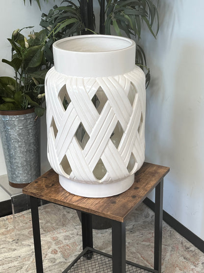 Large White Ceramic Hurricane