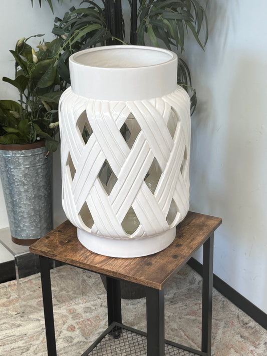 Large White Ceramic Hurricane