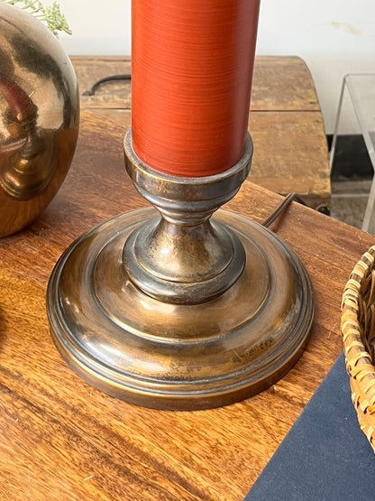 Vintage Red Brass Table Lamp