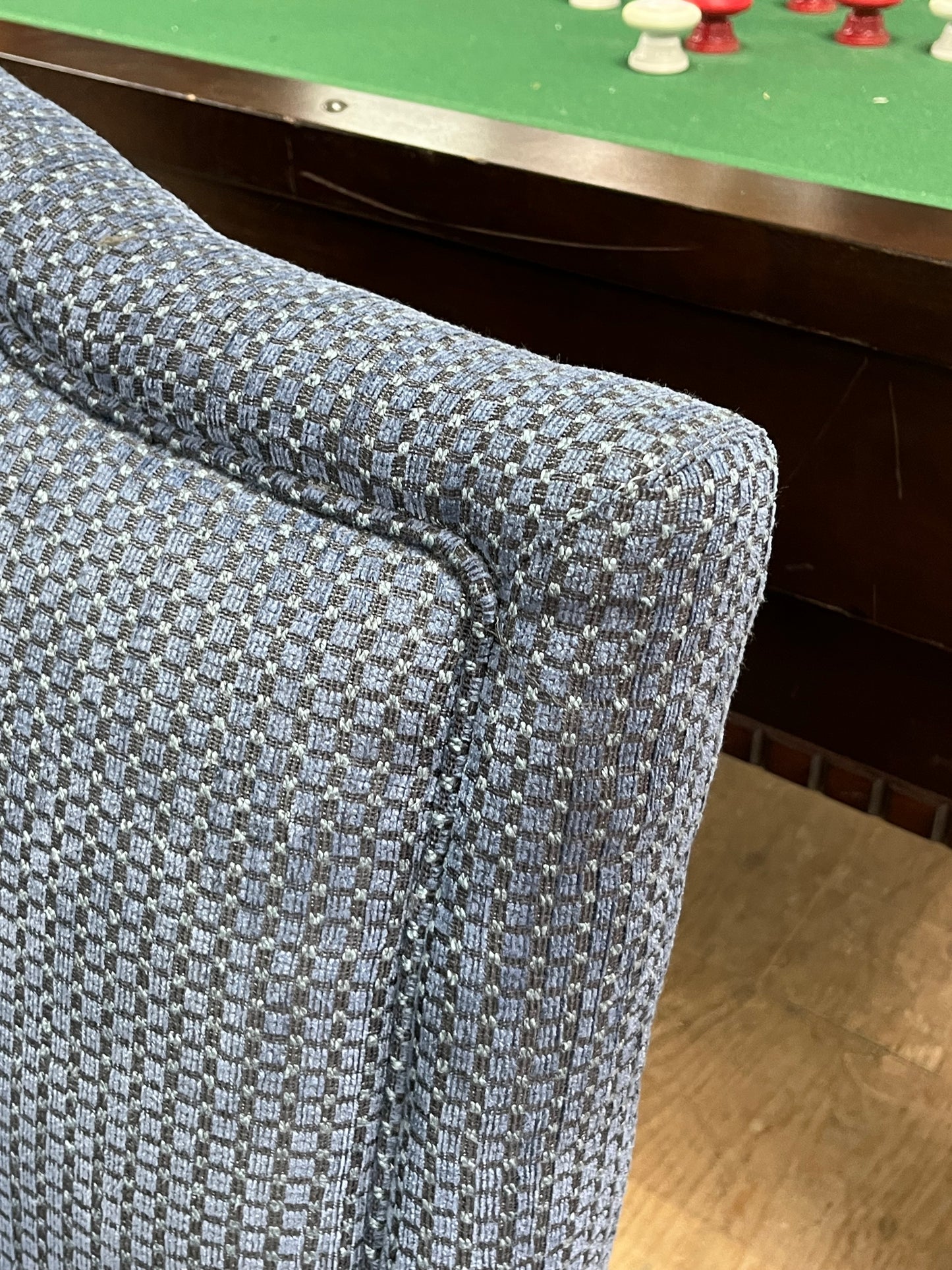 Wesley Hall Blue Linen Loveseat