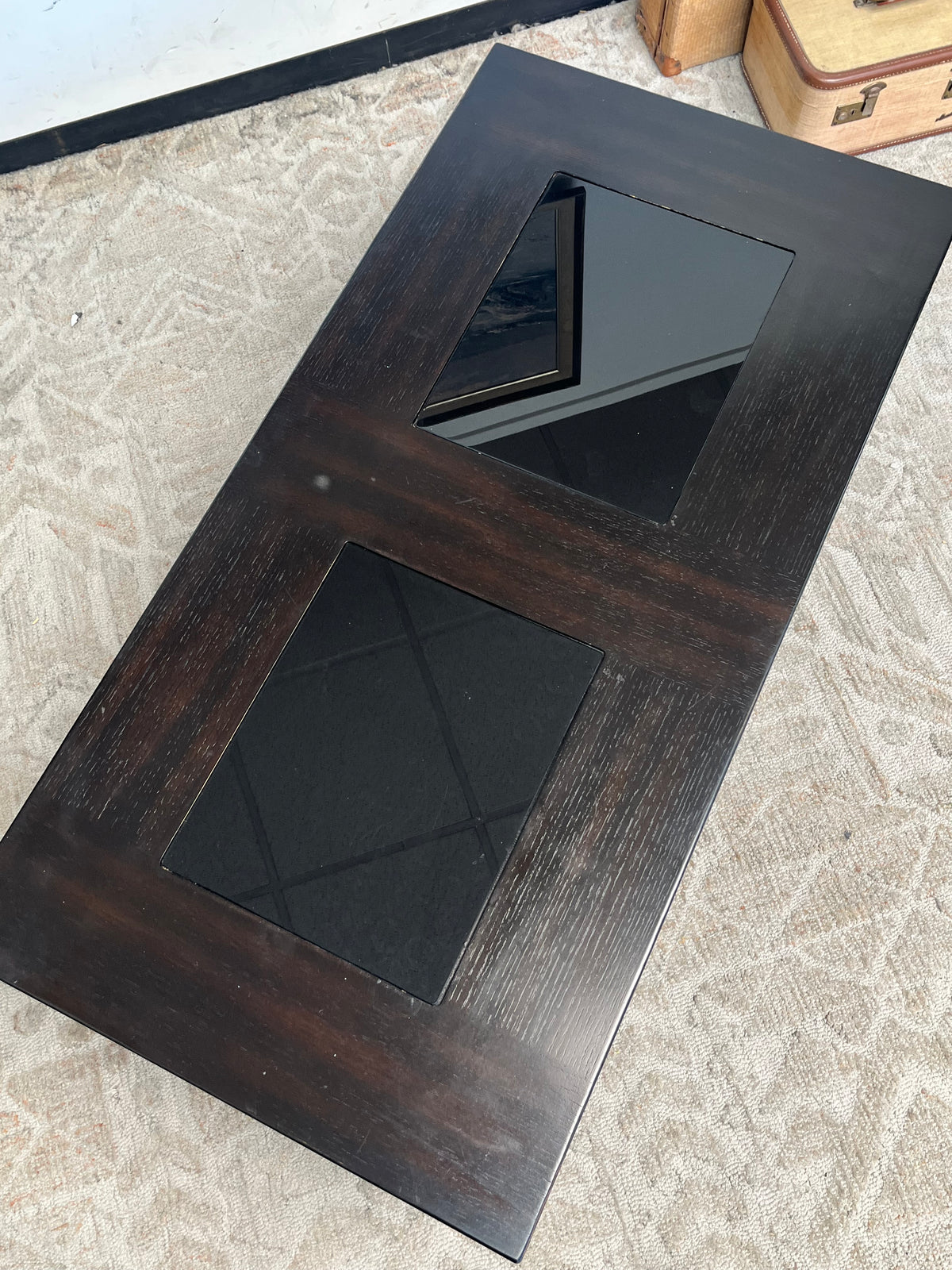 Traditional Style Glasstop Coffee Table