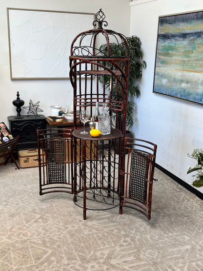 Bamboo Birdcage Style Bar Cabinet