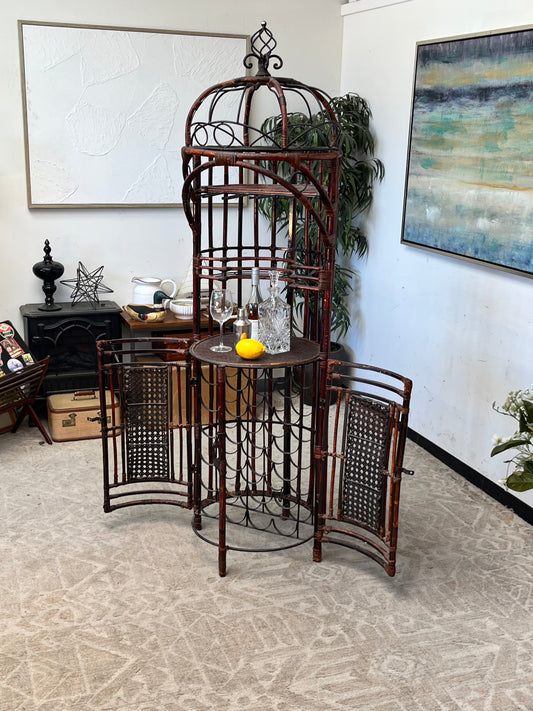 Bamboo Birdcage Style Bar Cabinet