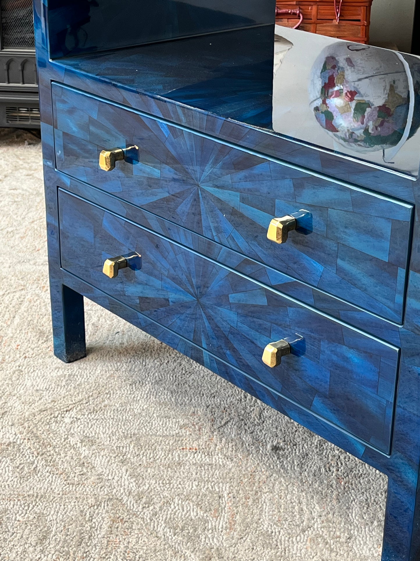 Modern Faux Horn Blue End Table