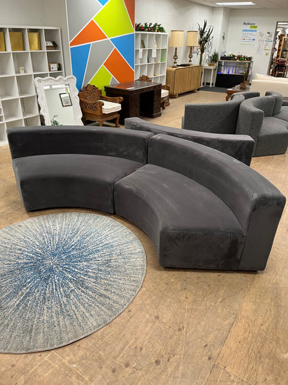 Modular Suede Rounded Sectional Seat