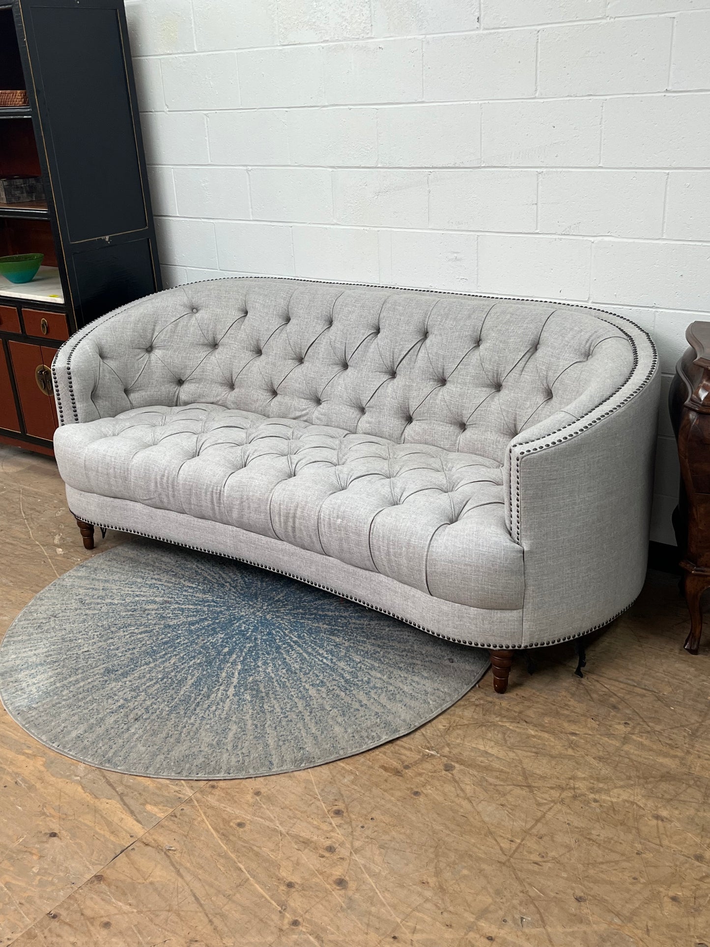 Modern Tufted 84" Gray Sofa