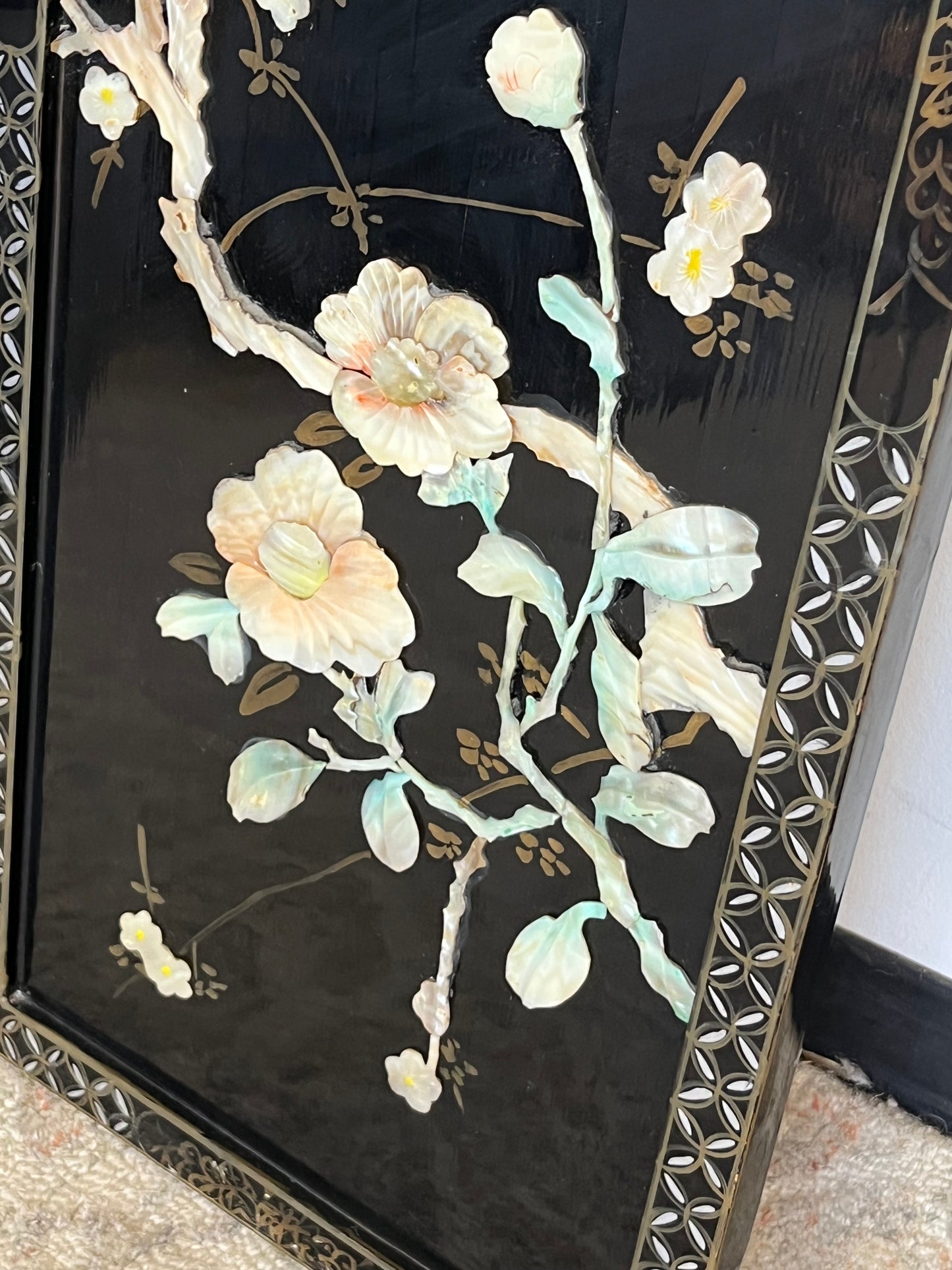 Mother of Pearl Panel "Two Blue Birds"