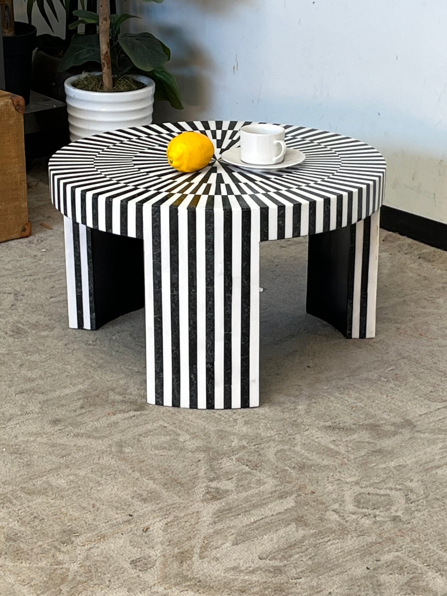 Round Striped Side Table