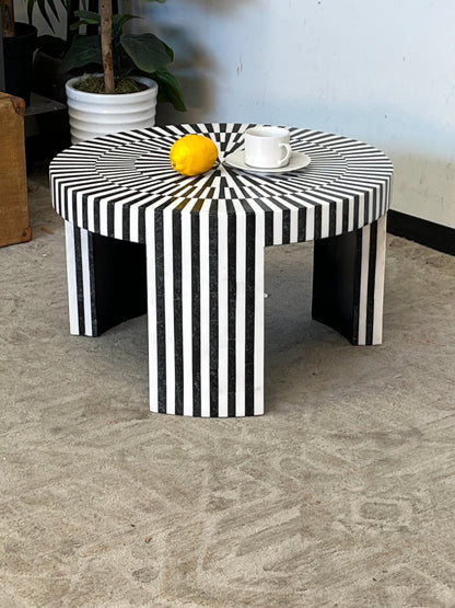 Round Striped Side Table