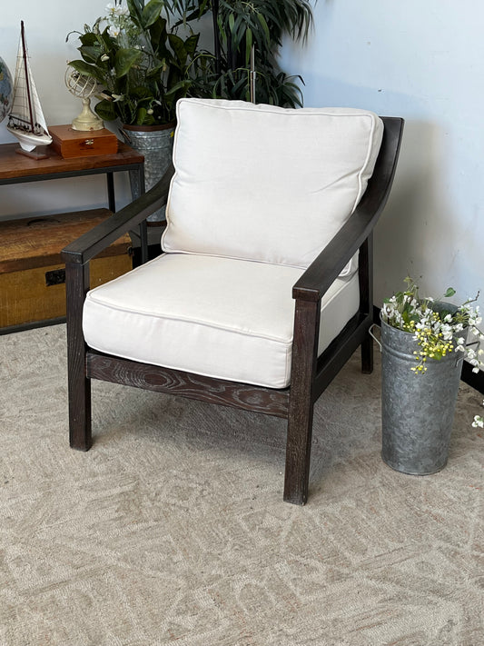 Modern Wooden Armchair with Cushions