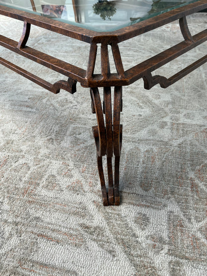 Wrought Iron Style Glass Coffee Table