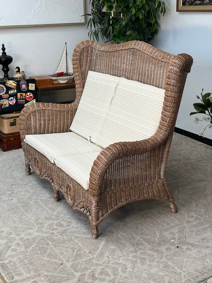 Outdoor Rattan Loveseat w/ Cushions