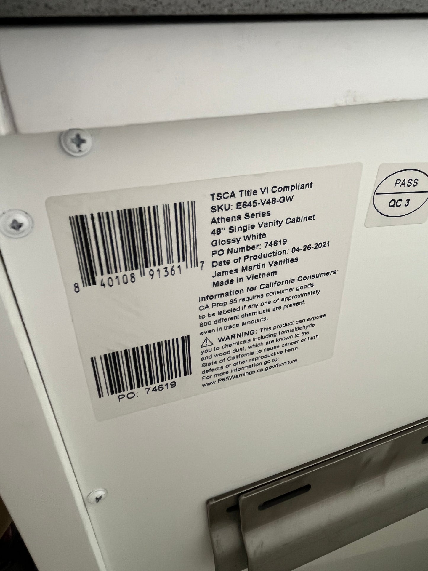 James Martin 48" White Single Sink Vanity