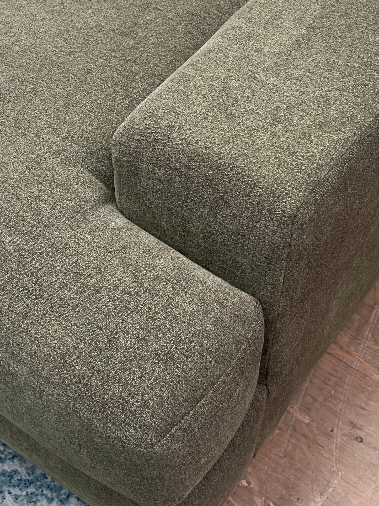 Living Spaces Modern Linen Green Sectional Couch