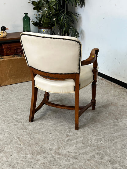 Vintage Nail-Head White Armchair