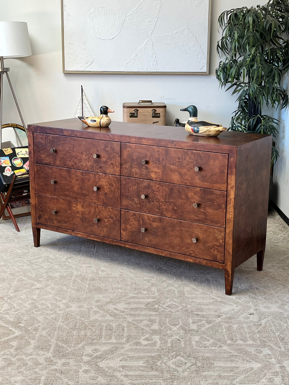 Modern Dark Wood 6 Drawer Dresser
