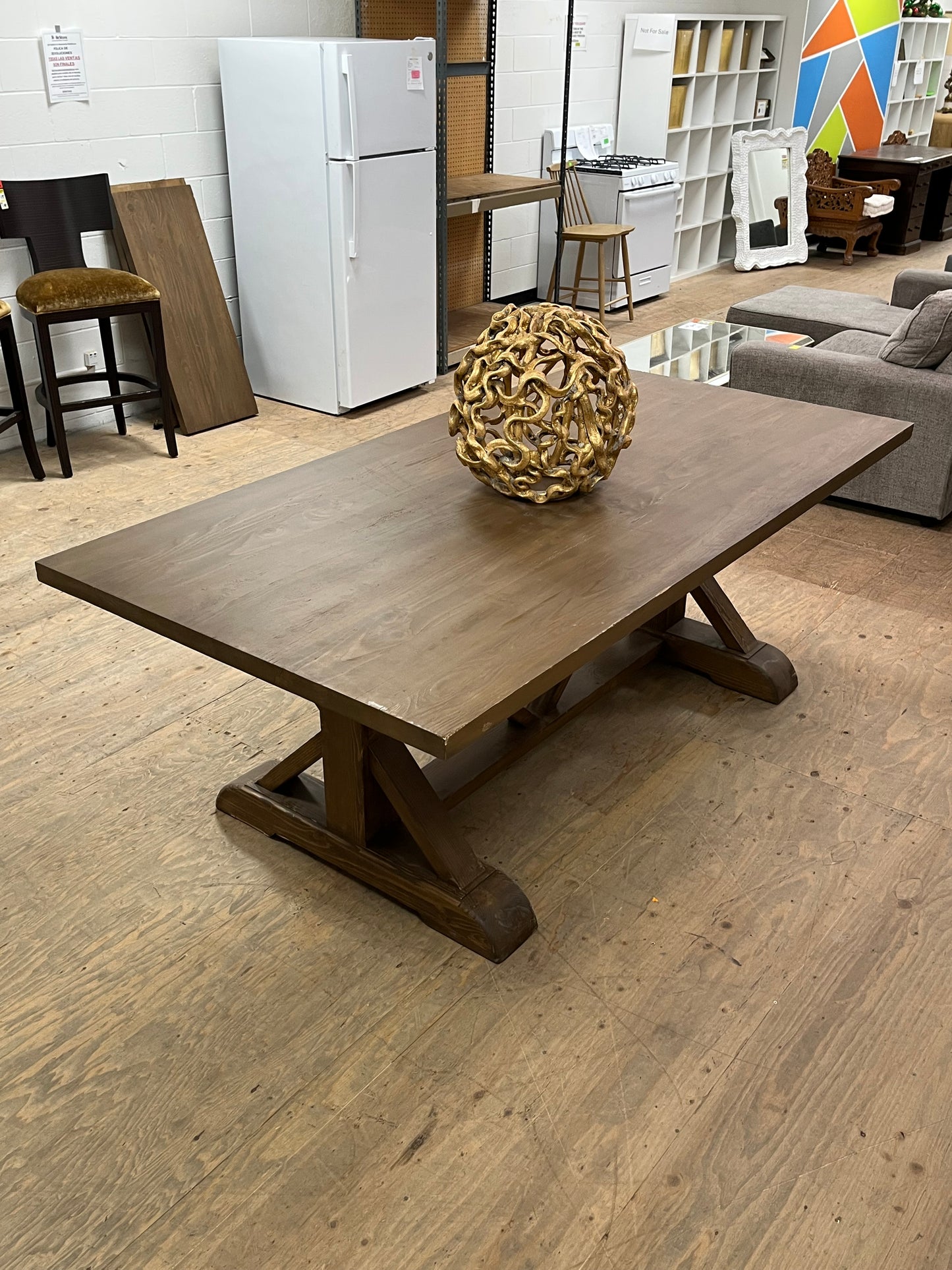 Farmhouse Style 84" Brown Dining Table