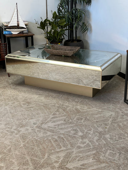 Modern Mirrored Glass Coffee Table